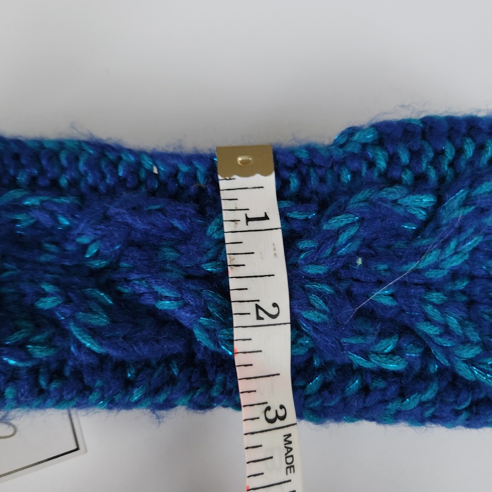 Aeropostale Blue Teal Cable Knit Fingerless Textable Gloves Arm Warmers NWT - Picture 4 of 5